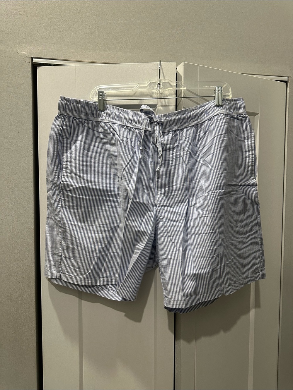 J. Crew Light Blue & White Striped Casual Shorts